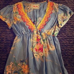 Johnny Was short sleeve silk tunic S